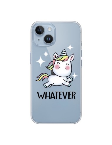 Coque iPhone 14 Licorne Whatever Transparente - Maryline Cazenave