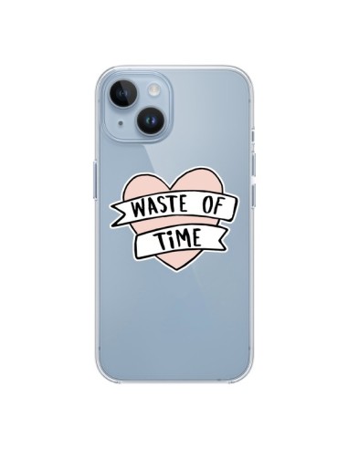 Coque iPhone 14 Waste Of Time Transparente - Maryline Cazenave
