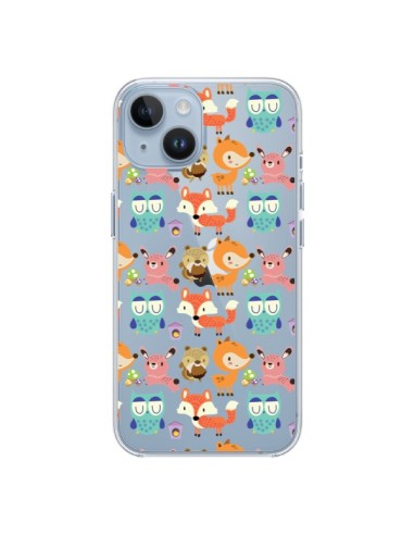 Coque iPhone 14 Renard Ecureuil Lapin Hibou Transparente - Maria Jose Da Luz