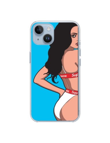 Coque iPhone 14 Pop Art Femme Bleu - Mikadololo