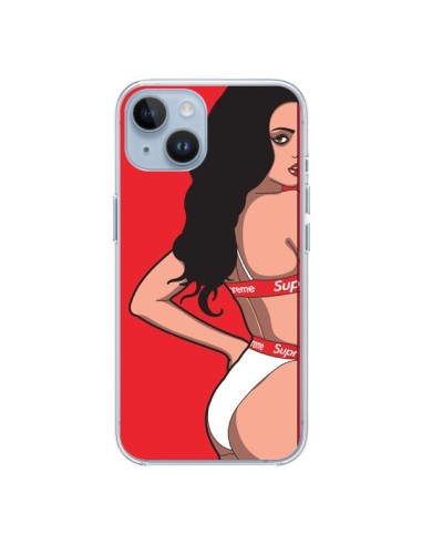 Coque iPhone 14 Pop Art Femme Rouge - Mikadololo