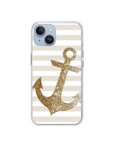 Coque iPhone 14 Ancre Or Navire - Monica Martinez