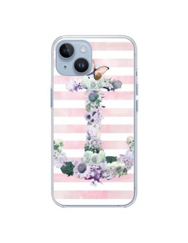 iPhone 14 case Ancora Marina Pink Flowers - Monica Martinez