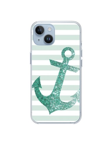 Coque iPhone 14 Ancre Vert Navire - Monica Martinez