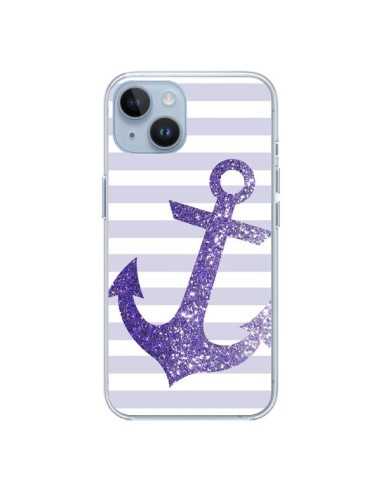 Coque iPhone 14 Ancre Violet Navire - Monica Martinez