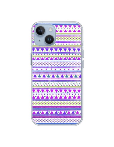 Coque iPhone 14 Bandana Violet Azteque - Monica Martinez