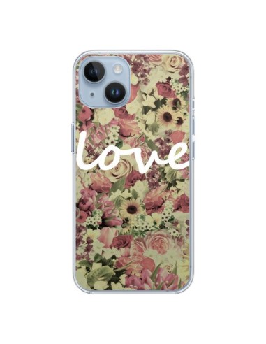 Coque iPhone 14 Love Blanc Flower - Monica Martinez