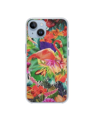 Coque iPhone 14 Tropical Flamant Rose - Monica Martinez