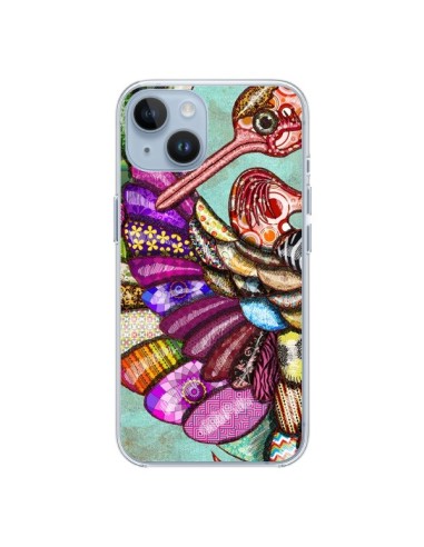 Coque iPhone 14 Paon Multicolore Eco Bird - Maximilian San