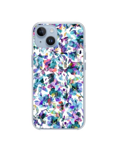 Coque iPhone 14 Aquatic Flowers Blue - Ninola Design