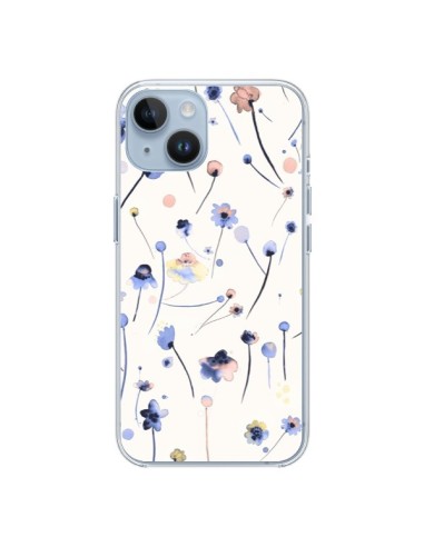 Coque iPhone 14 Blue Soft Flowers - Ninola Design