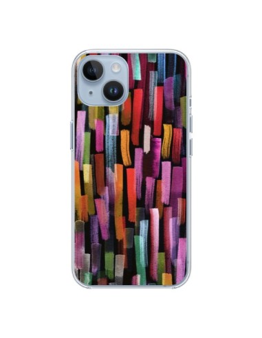 Coque iPhone 14 Colorful Brushstrokes Black - Ninola Design