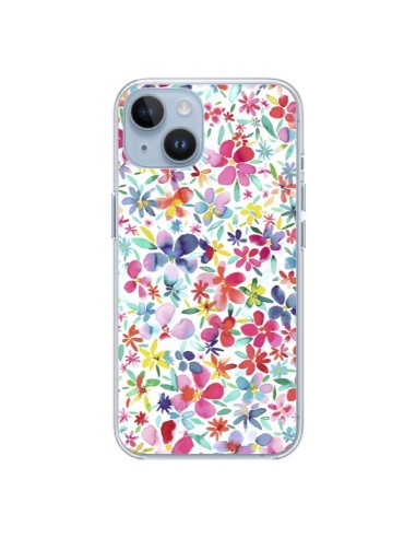 iPhone 14 case Colorful Flowers Petals Blue - Ninola Design