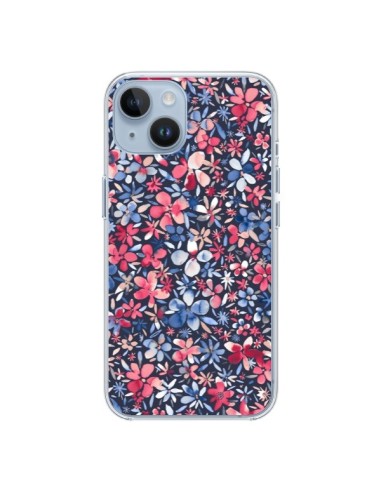 Coque iPhone 14 Colorful Little Flowers Navy - Ninola Design