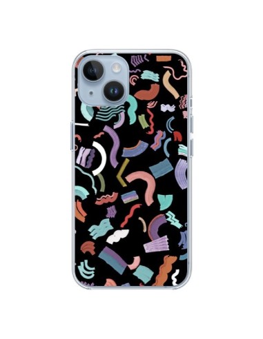 Coque iPhone 14 Curly and Zigzag Stripes Black - Ninola Design