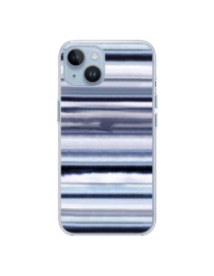 Coque iPhone 14 Degrade Stripes Watercolor Navy - Ninola...