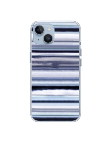 Coque iPhone 14 Degrade Stripes Watercolor Navy - Ninola Design