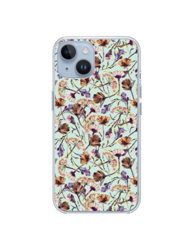 Coque iPhone 14 Dry Blue Flowers - Ninola Design