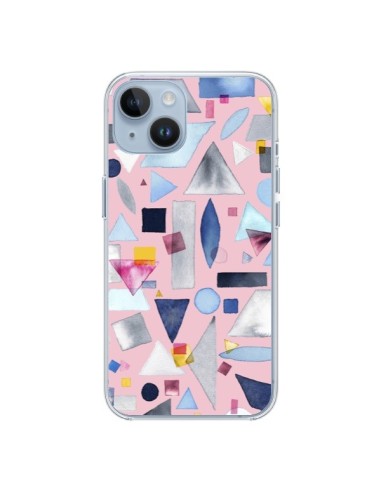 Coque iPhone 14 Geometric Pieces Pink - Ninola Design
