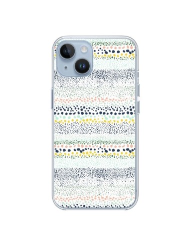 Coque iPhone 14 Little Textured Dots Green - Ninola Design