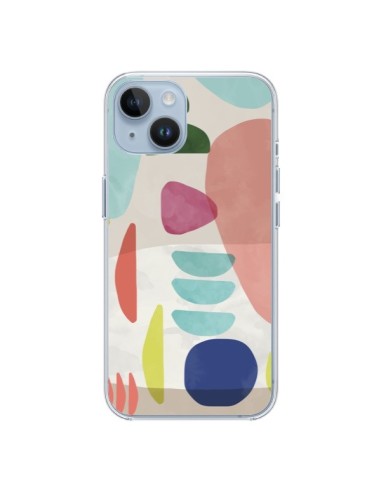 Coque iPhone 14 Moody Geometry Multi White - Ninola Design