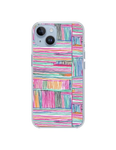 Coque iPhone 14 Watercolor Linear Meditation Pink - Ninola Design