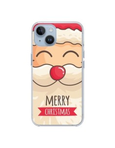 Coque iPhone 14 Moustache du Père Noël Merry Christmas -...