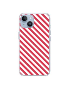 Coque iPhone 14 Bonbon Candy Rose et Blanche Rayée - Nico