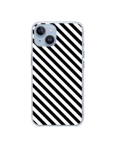 Coque iPhone 14 Bonbon Candy Noire et Blanche Rayée - Nico