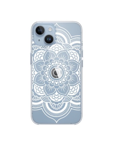 Coque iPhone 14 Mandala Blanc Azteque Transparente - Nico