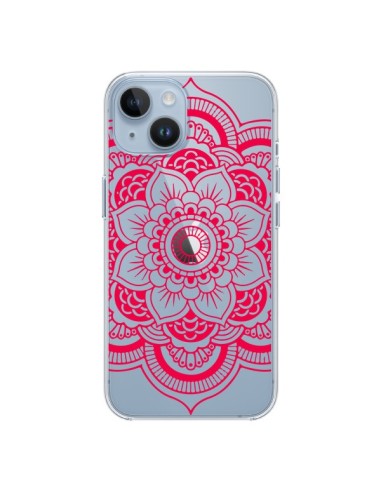 Coque iPhone 14 Mandala Rose Fushia Azteque Transparente - Nico