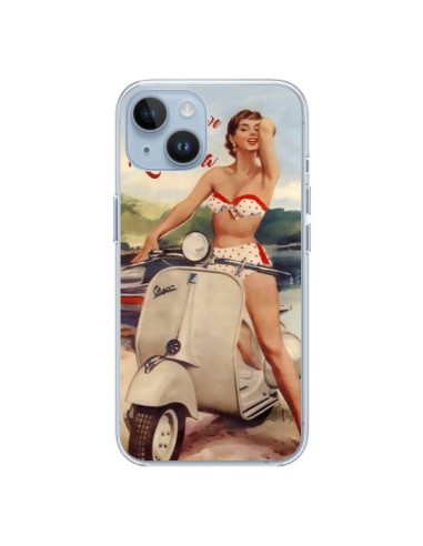 Coque iPhone 14 Pin Up With Love From the Riviera Vespa Vintage - Nico