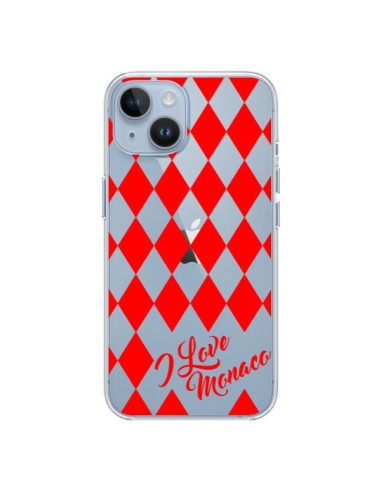 Coque iPhone 14 I Love Monaco et Losange Rouge - Nico