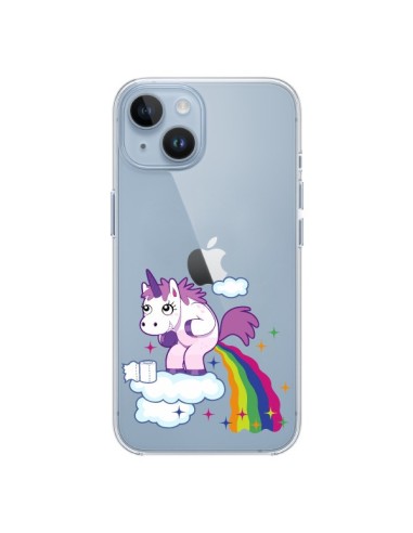 Cover iPhone 14 Unicorno Caca Arcobaleno Trasparente - Nico