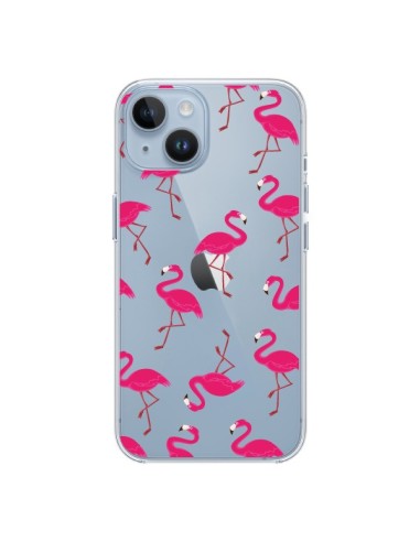 Coque iPhone 14 flamant Rose et Flamingo Transparente - Nico