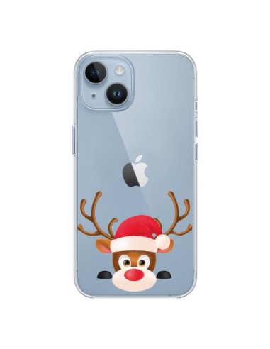 Coque iPhone 14 Renne de Noël transparente - Nico