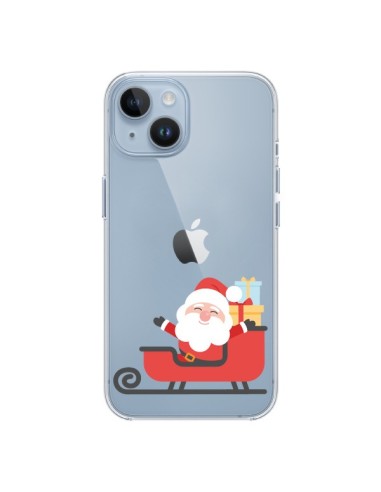 Coque iPhone 14 Père Noël et son Traineau transparente - Nico