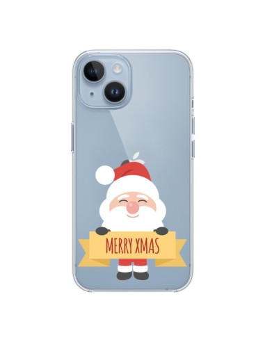 Coque iPhone 14 Père Noël Merry Christmas transparente - Nico