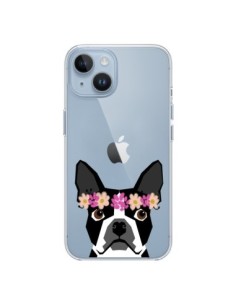iPhone 14 case Boston Terrier Flowers Dog Clear - Pet...