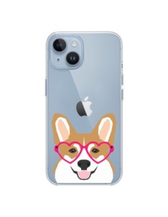 Cover iPhone 14 Cane Buffo Occhiali Cuori Trasparente -...