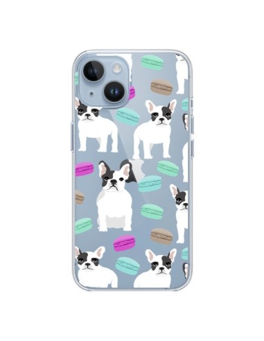Coque iPhone 14 Chiens Bulldog Français Macarons Transparente - Pet Friendly
