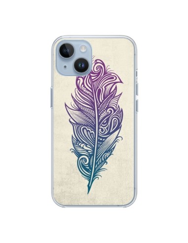 Coque iPhone 14 Feather Plume Arc En Ciel - Rachel Caldwell