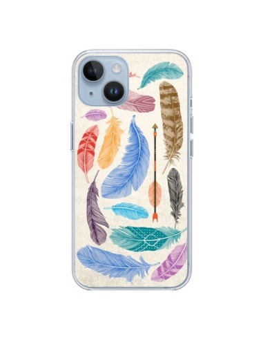 Coque iPhone 14 Feather Plumes Multicolores - Rachel Caldwell
