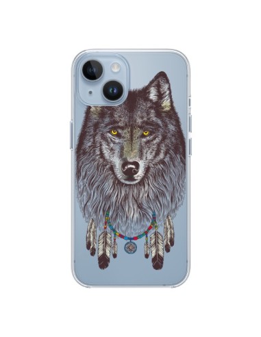 Coque iPhone 14 Loup Wolf Attrape Reves Transparente - Rachel Caldwell