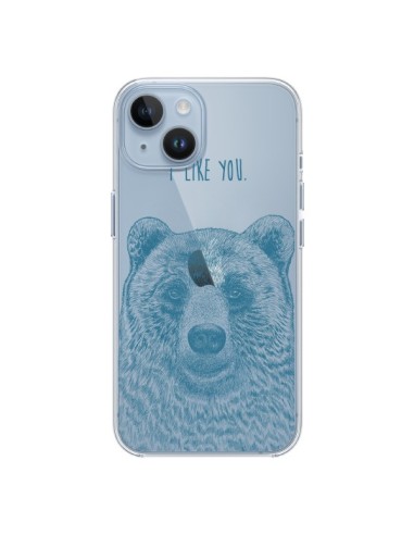 Coque iPhone 14 I Love You Bear Ours Ourson Transparente - Rachel Caldwell