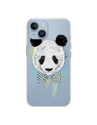 Coque iPhone 14 Panda Noeud Papillon Transparente - Rachel Caldwell
