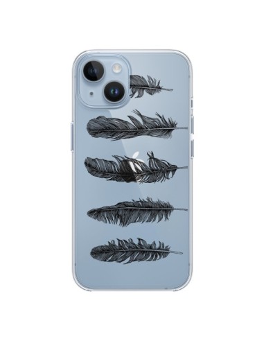 Cover iPhone 14 Piuma Nero Trasparente - Rachel Caldwell