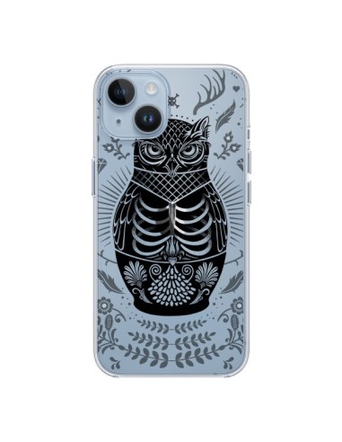 Coque iPhone 14 Owl Chouette Hibou Squelette Transparente - Rachel Caldwell