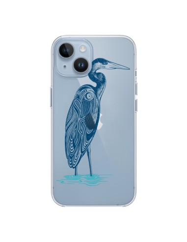 Coque iPhone 14 Heron Blue Oiseau Transparente - Rachel Caldwell