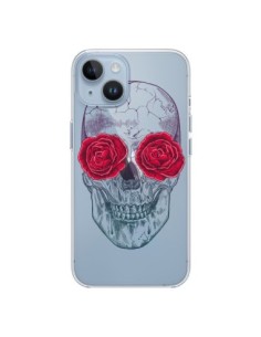 Cover iPhone 14 Teschio Rosa Fiori Trasparente - Rachel...